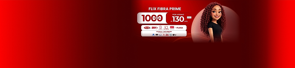 Imagem promocional da Flix Fibra com destaque para internet fibra óptica